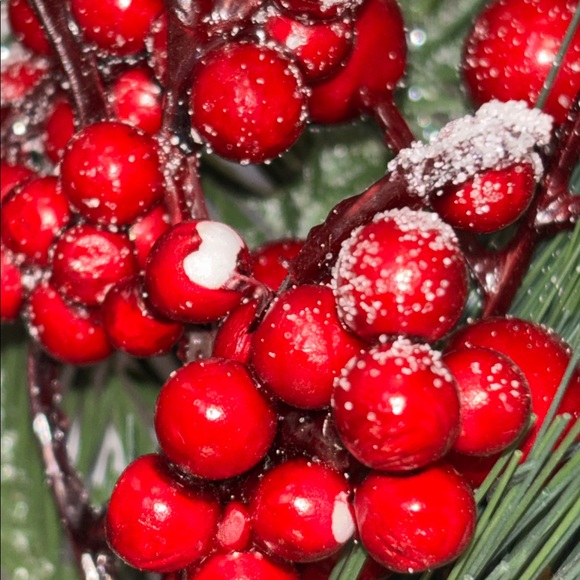 Festive Red & Gold Christmas Pick - Holiday Pine, Berries & Ornaments 7 - Picture 6 of 15